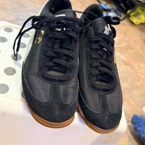 Puma Black Suede Sneakers with White Formstrip and Green Tongue Logo